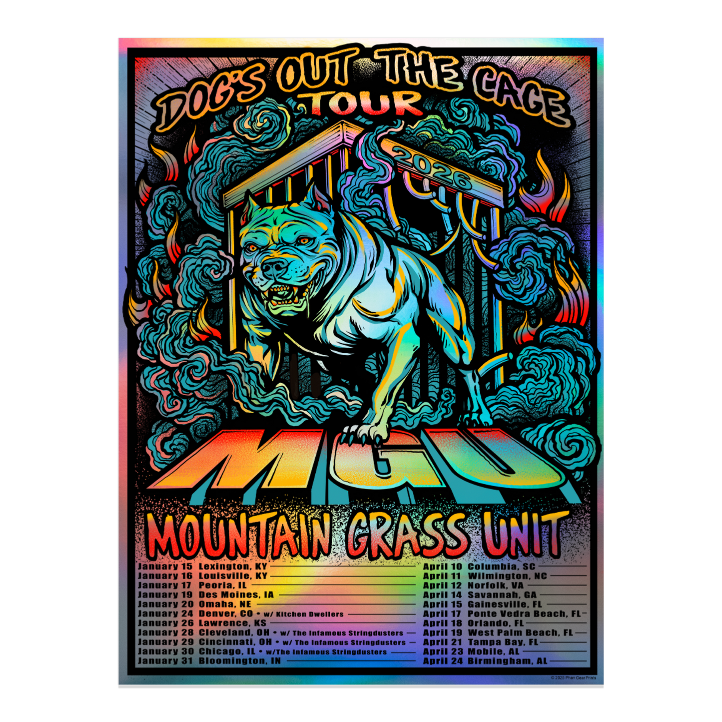 Dog's Out The Cage 2026 Tour Foil Poster