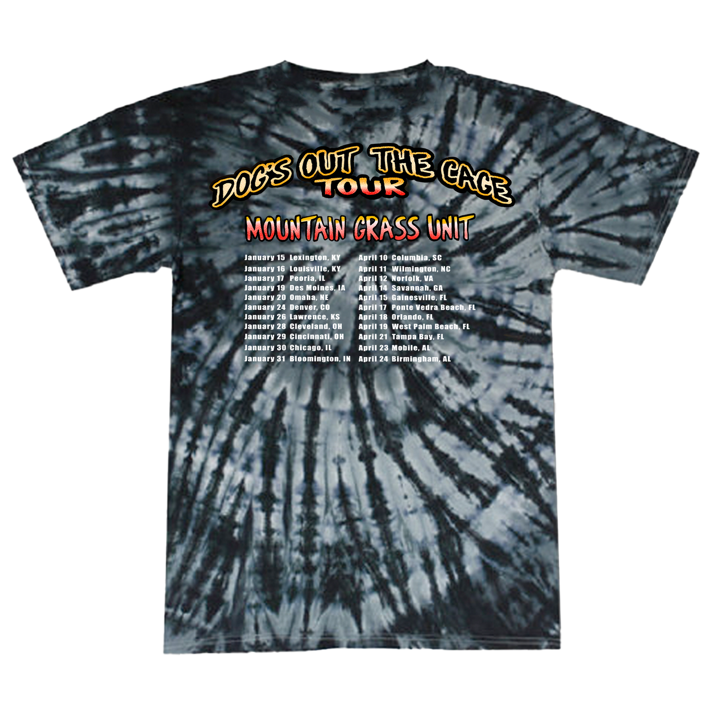 Tie Dye Dog's Out The Cage Tour 26 Tee